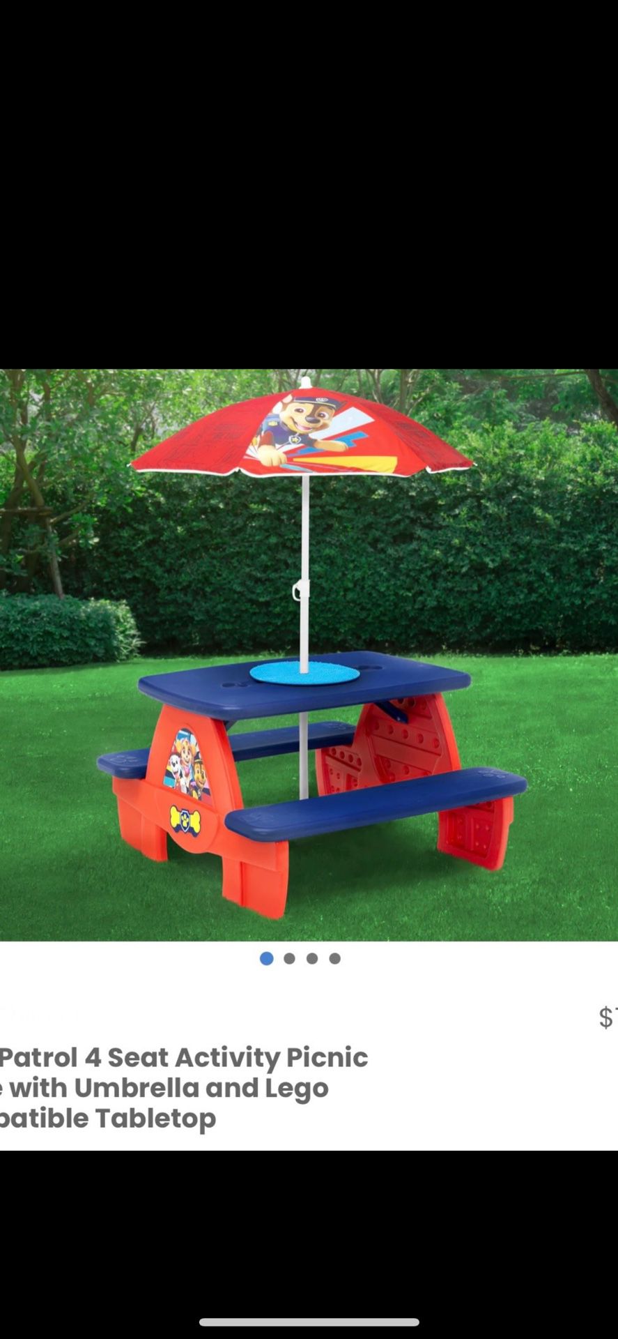 Paw Patrol 4 Seat Activity Picnic Table With Umbrella/ Toddler/ Kids/ Toys/ Furniture/ Daycare/ Table/ Umbrella / New