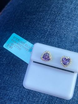 Purple sterling sliver earring