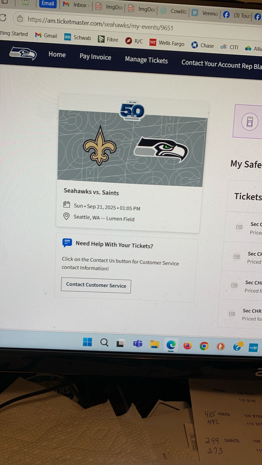 Seahawks vs Saints