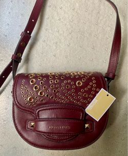 Michael Kors Cary Small Saddle Bag Oxblood NWT
