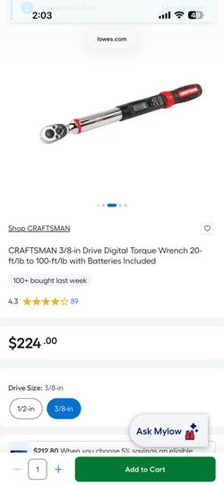 Craftsman 3/8 digital torque wrench