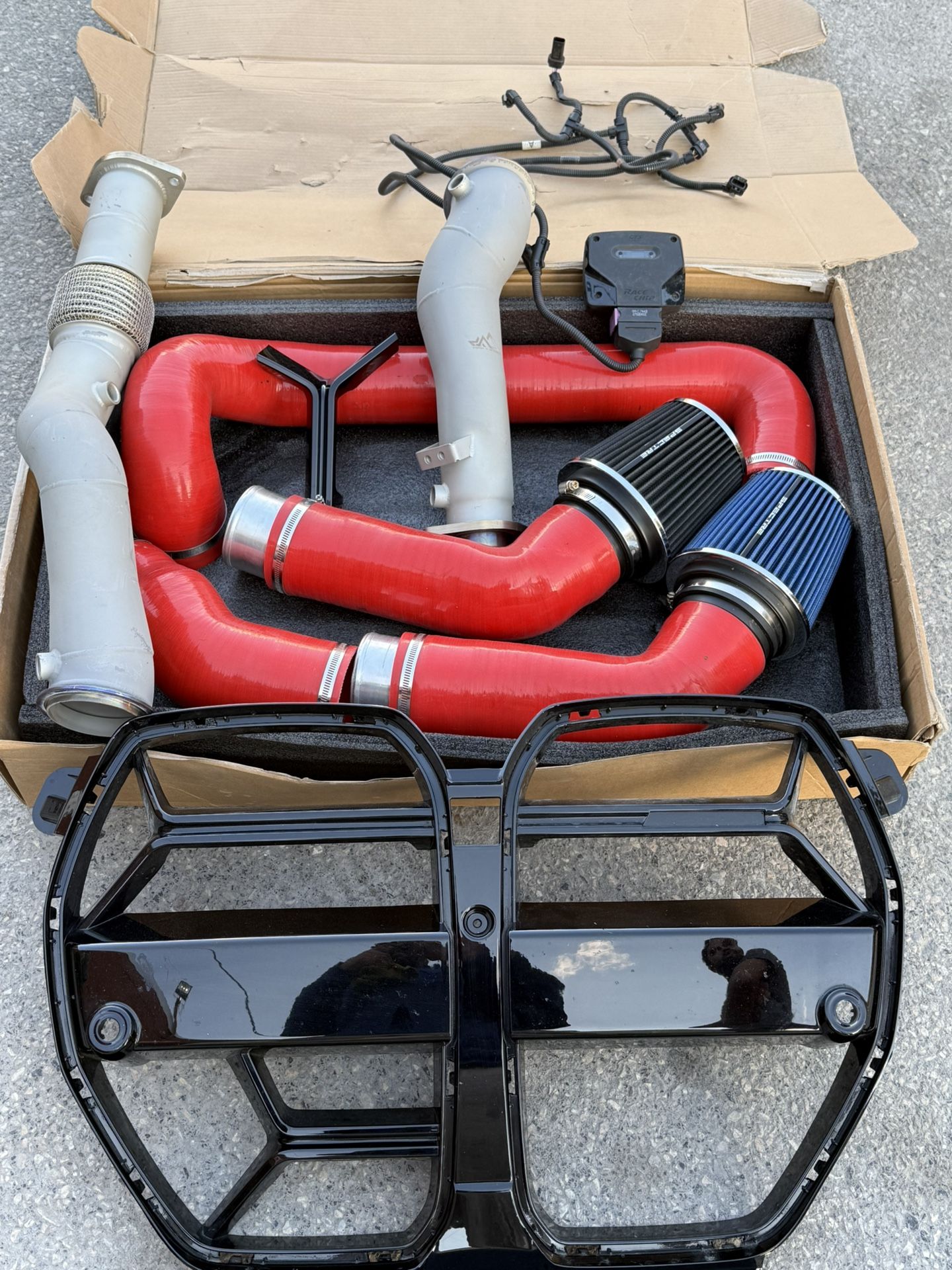 bmw intake and downpipes 