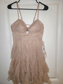Champagne Glitter Ruffle Mini Dress