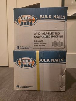 Roofing Nails, 2" x 11GA, 50 lb boxes (2 available)