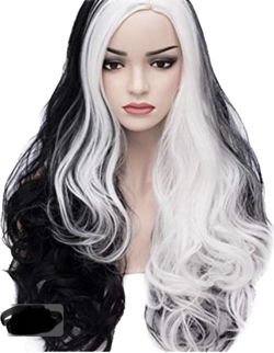 cruella long hair wig 