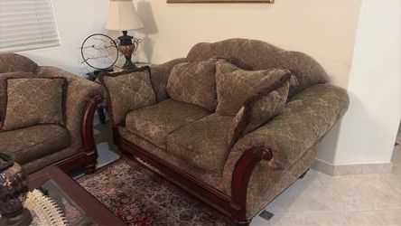 Traditional Loveseat with Wood Frame