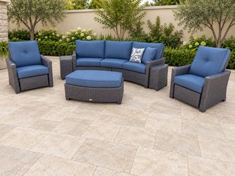 Used Costco BarcaLounger Stevens reclining patio furniture set Sunbrella