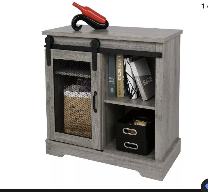 Sliding Mesh Door Industrial Accent Console TV Stand Media Cabinet 31.5 in