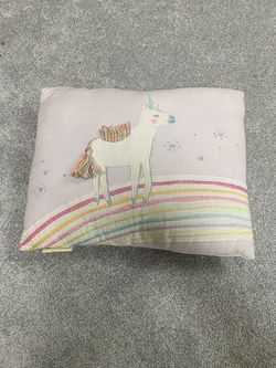 Pottery barn kids lavender Molly unicorn decorative throw pillow 13.5in x 11.5in