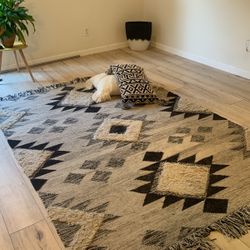 Beautiful Rug, Matching Pillows And Flower Pot. 