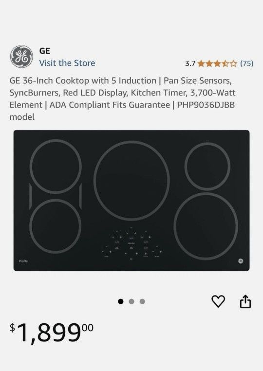 36 Inch Cooktop With 5 Inductions ( Brand New, Never Used ) For $600