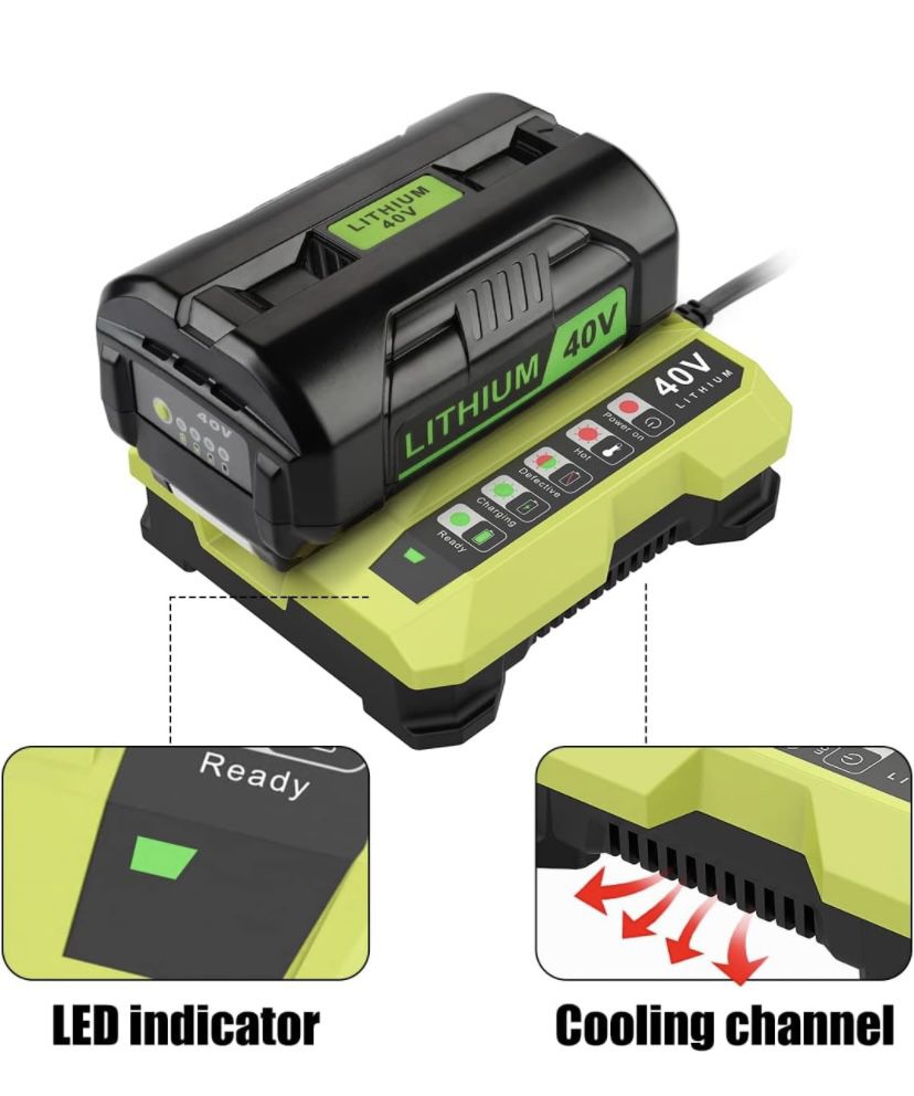 ANTRobut 6.5Ah Replacement Ryobi 40V Battery and Charger Kit for Ryobi 40V Lithium-Ion Battery OP4026 OP40601 OP4050A OP4040 OP4030 OP4050 with OP401 