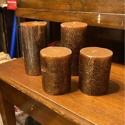 Leather Look Pillar Candles 