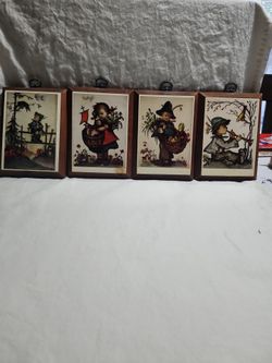 Hummel-Wood Framed Wall Plaques Set of 4