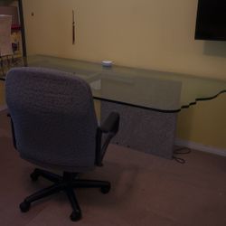 Glass Table For Dining, Office Or Conference Room Include Office Chair