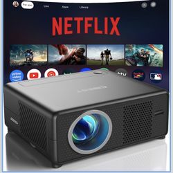 Mini Projector with WiFi and Bluetooth, Compatible with Netflix/YouTube/PrimeVideo, Electric Focus & Keystone, Short Throw Full HD 1080P Video Project