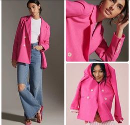 Hot Pink Double-Breasted Blazer