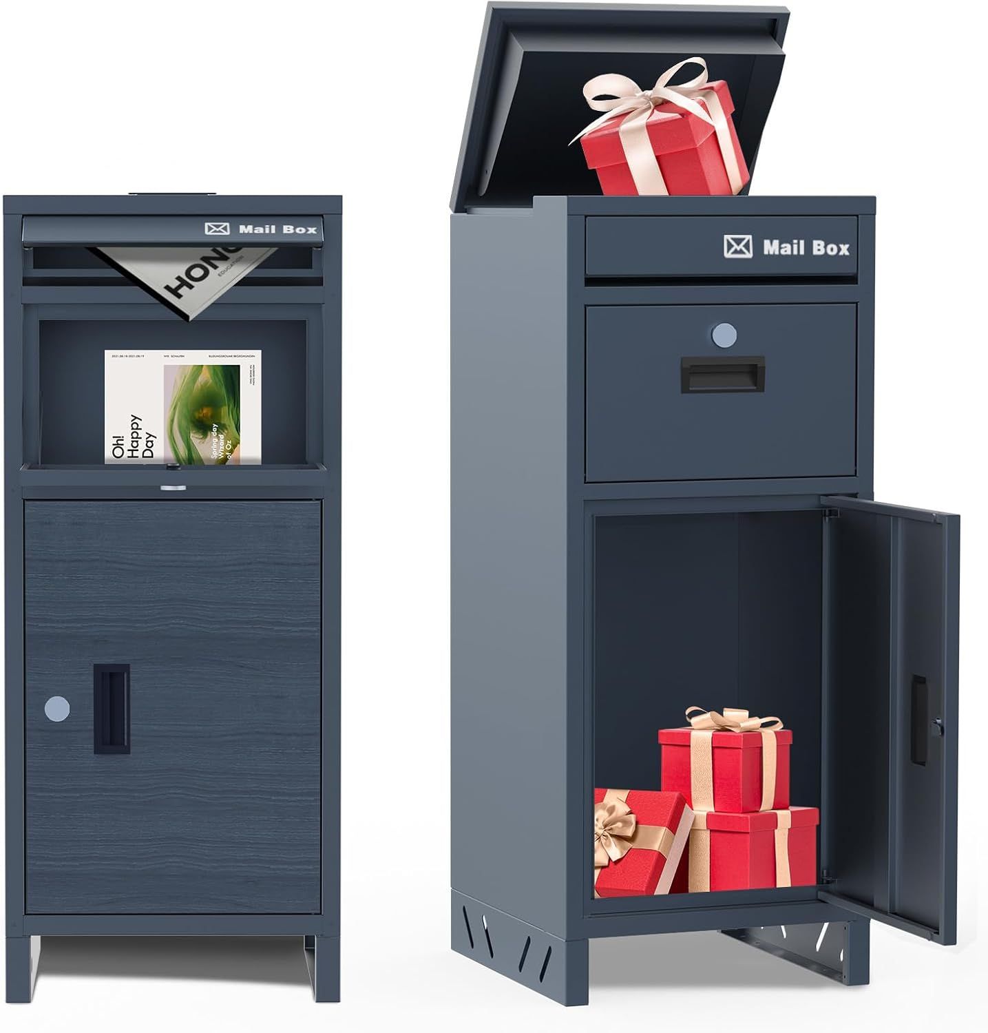 Gray Metal Anti-Theft Package Delivery Waterproof (Outdoor) Drop Box (for Packages) & Mailbox [NEW] **Retails for $250 <NO Assembly Req>