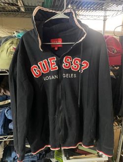 GUESS Los Angeles Zip-Up Hoodie - Men's XL - Black/Red