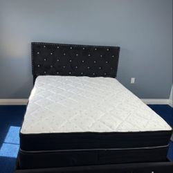 Queen Size Bed Frame With MATTRESS And Boxspring Set 3Pcs // CAMA + COLCHON + BOXSPRING 