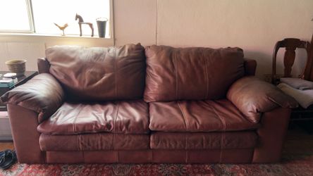Full grain leather couch and love seat