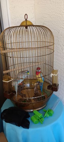 Large Vintage Bird Cage 27"H Plastic & Metal