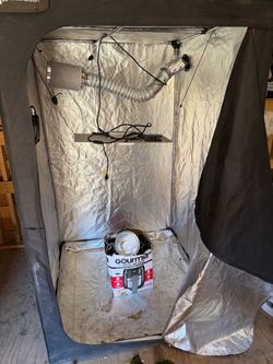 Grow tent with supplies