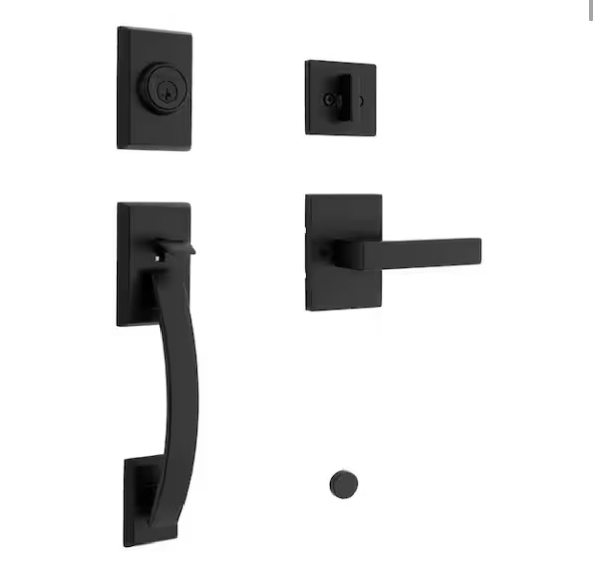 Kwikset Tavaris Single Cylinder Door Handleset w/Singapore Handle featuring SmartKey Security in Matte Black @U1-273