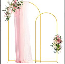Wokceer Gold Metal Wedding Arch Backdrop Stand Set 7.2FT & 6FT