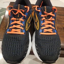Brooks Glycerin GTS 20 Mens Shoes Size 8 Black & Orange Running Athletic Sneakers