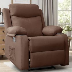 New-Recliner Chair, Small Recliners for Small Spaces, Manual Recliner, Reclining Chair with Cup Holders and Side Pockets, Chairs for Living Room, Bedr