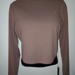 Size L, brown long sleeve, crop top