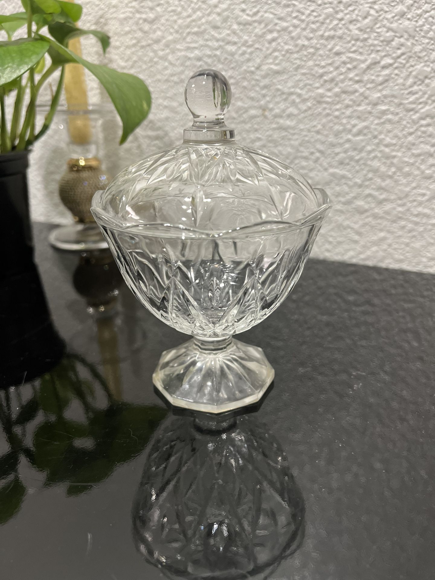3 Crystal Glass Holders With Lids