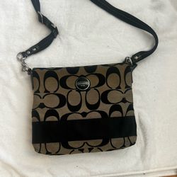 Coach Purse  Black And Gray Canvas