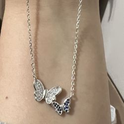 Butterfly Necklace Sterling Silver Stamped 