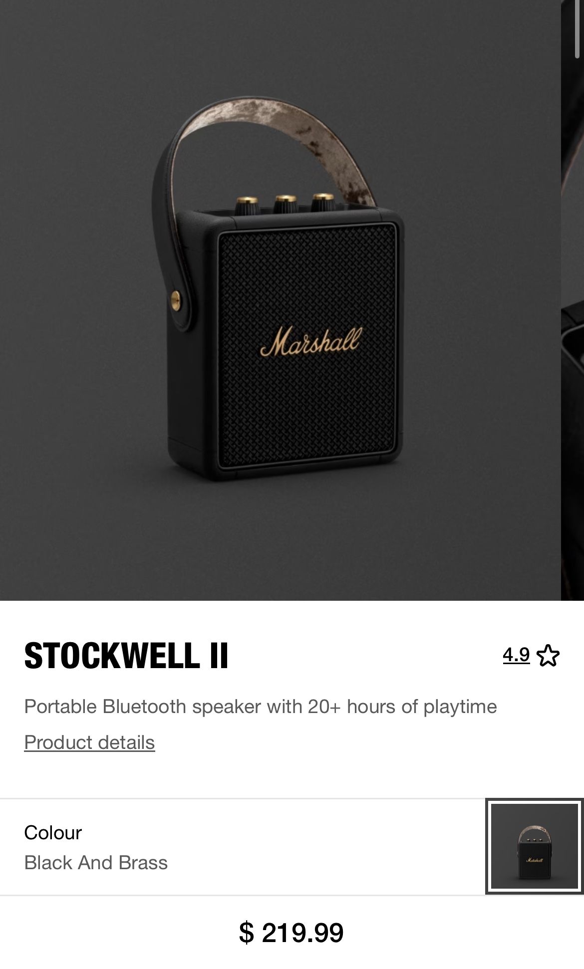Marshall stockwell II portable bluetooth speaker