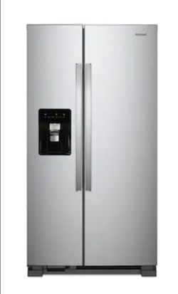 Whirlpool side by side refrigerator with water and ice