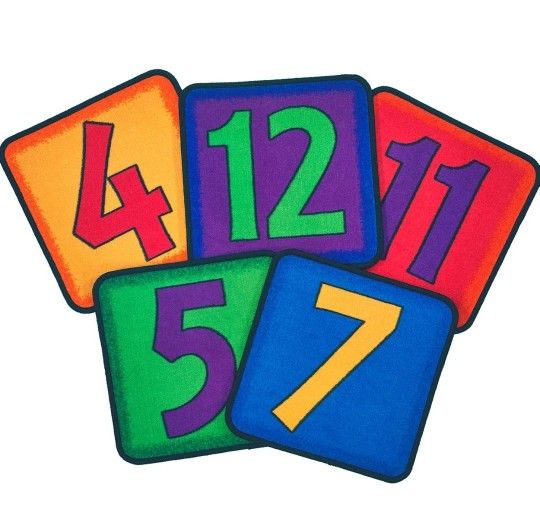 Carpets for Kids Simple Numbers Set of 25 Squares Multi Color