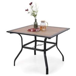 Outdoor Table Square Outdoor Dining Table 37-in W x 37-in L with Umbrella Hole New in the box