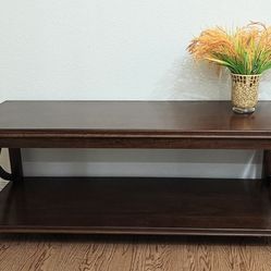 Dark Espresso Modern Farmhouse Rectangular Living Room Coffee Table Bottom Shelf