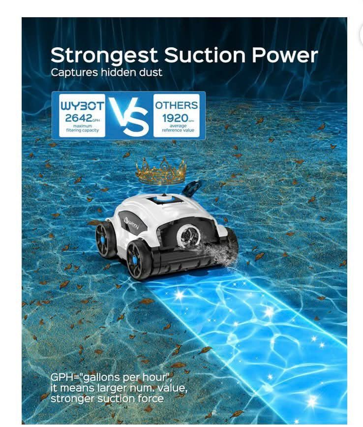Cordless Robotic Pool Cleaner, Automatic Pool Vacuum, Self-Parking Technology, 130Mins Superior Endurance for Above/Inground Pools up to 1300Sq.ft