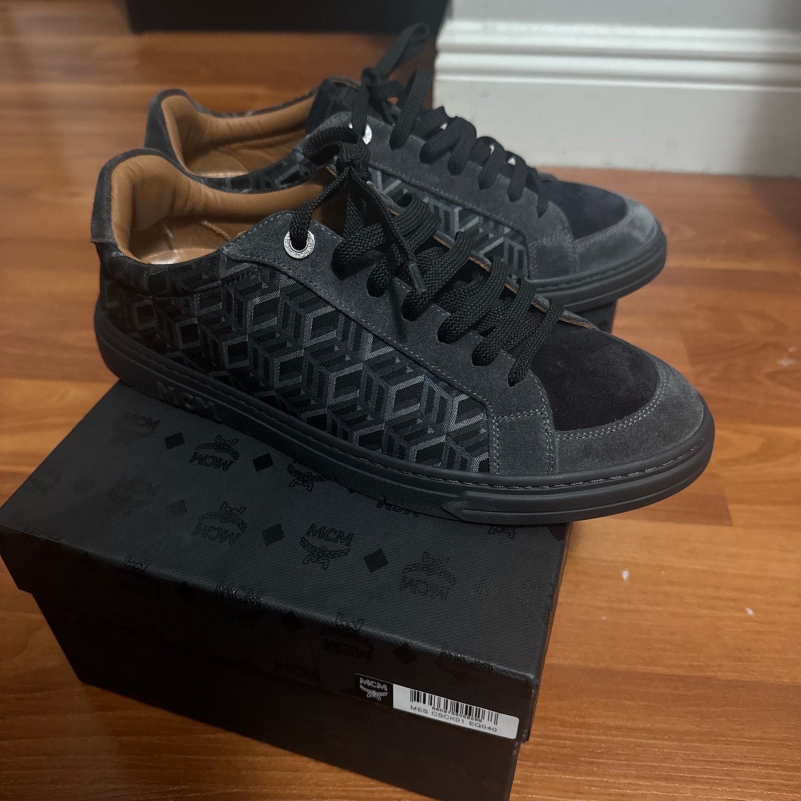 MCM Terrain Lo Monogram Jacquard sneaker Sz 40 US 7color black grey made Italy
