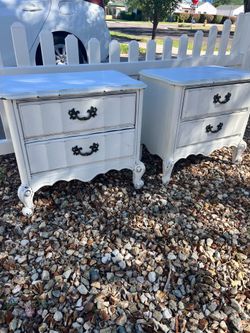 French Provincial Nightstands Pair White