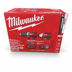 Milwaukee M18 Compact Drill Driver/Impact Driver Combo Kit (2-Tool) W/ Two 1.5Ah Batteries, Charger