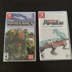 Nintento Switch Game: Minecraft and Burnout Paradise Remastered Brand New for both $50. Pick up in Fort Lee New Jersey 