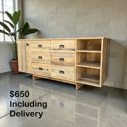 West Elm Emmerson Rustic Reclaimed Solid Wood 🪵 Sideboard / Dresser – 74” Wide – Free Delivery 
