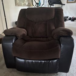 Brown suede and leather Rocking Recliner
