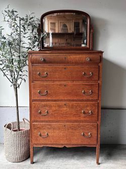Vintage Oak Dresser with Mirror