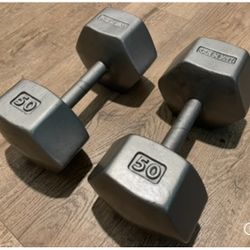 Vintage set.  (2) IVANKO Hex Dumbbells   50 lbs  Total: 100 lbs  $1.8 per pound.