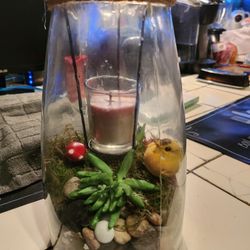 Aquarium  Scenery  W Decoration  Inside Holds A Small Candle Inside